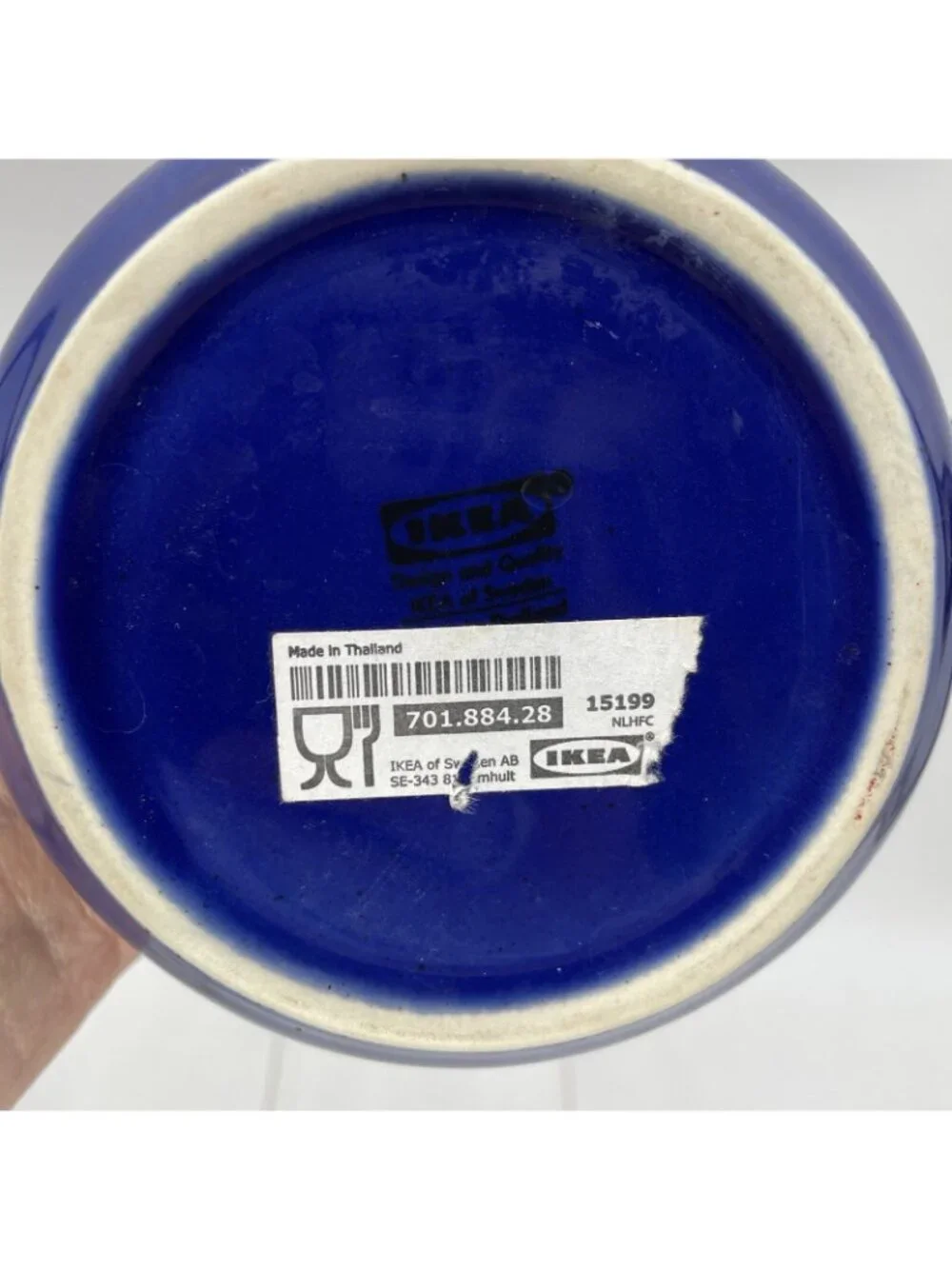 IKEA Fargrik Dark Blue Speckled Brown Rim 4” Pitcher Jug Creamer 15199